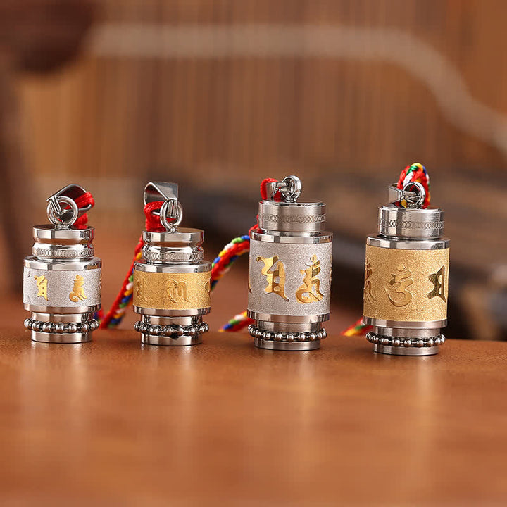 Buddha Stones Tibet Om Mani Padme Hum Shurangama Mantra Titanium Steel Wisdom Amulet Necklace Pendant - image 2