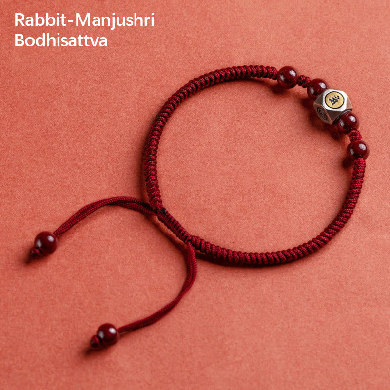 Buddha Stones 925 Sterling Silver Chinese Zodiac Natal Buddha Cinnabar Calm Bracelet - Rabbit-Manjushri Bodhisattva - Red(Wrist Circumference 14-18cm) - image 13