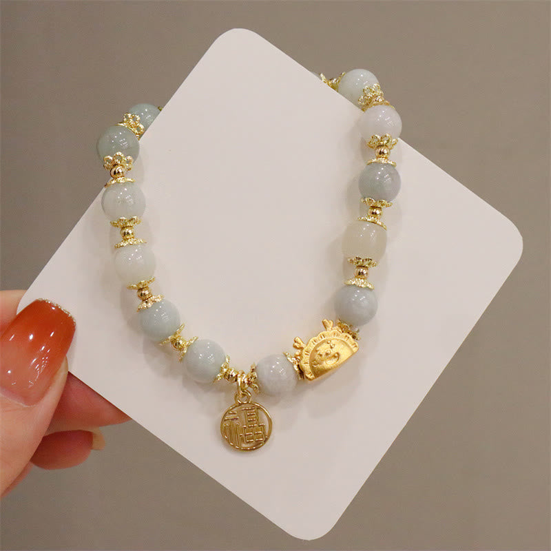 Buddha Stones Year Of The Dragon Red Agate Strawberry Quartz Black Obsidian Jade Garnet Pearl Cinnabar Dumpling Dragon Luck Fu Character Bracelet - image 19