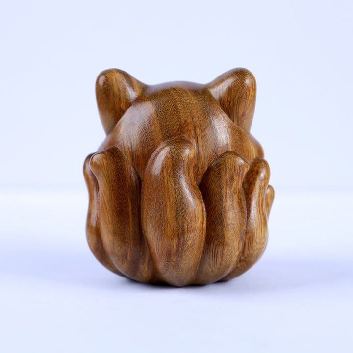 Buddha Stones Mini Nine Tailed Fox Ivory Fruit Sandalwood Green Sandalwood Blessing Decoration
