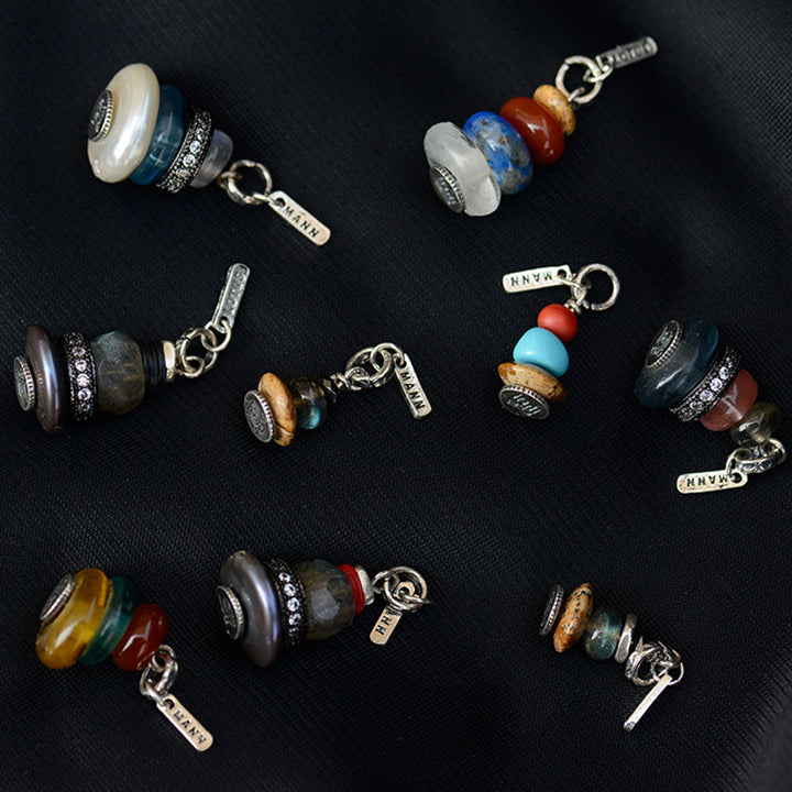 Buddha Stones Zen Cairn Labradorite Various Crystals Calm Pendant Necklace - image 5