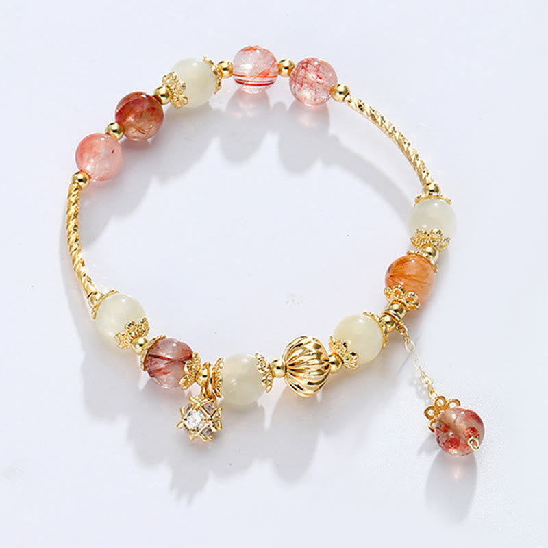 Colorful Rutilated Quartz Cat Eye Zircon Auspiciousness Bead Bracelet - image 2