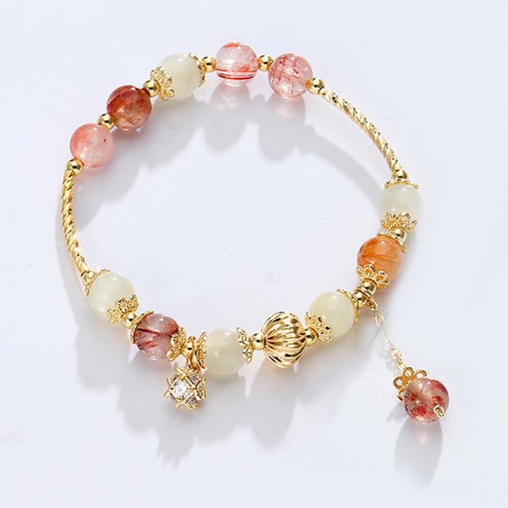 Colorful Rutilated Quartz Cat Eye Zircon Auspiciousness Bead Bracelet - image 2