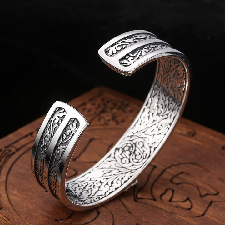 925 Sterling Silver Vajra Dorje Engraved Spiritual Power Bracelet Bangle - image 3