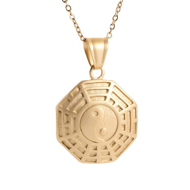 Bagua Yin Yang Titanium Steel Balance Necklace Chain Pendant - image 7