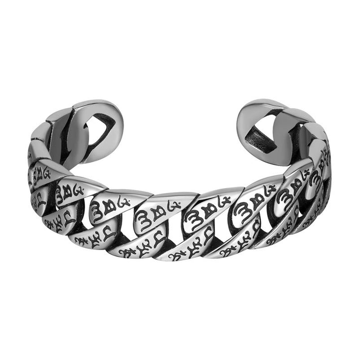 Buddha Stones Tibetan Om Mani Padme Hum Mantra Titanium Steel Peace Cuf Bangle Bracelet - Om Mani Padme Hum(Love♥Focus) - image 1