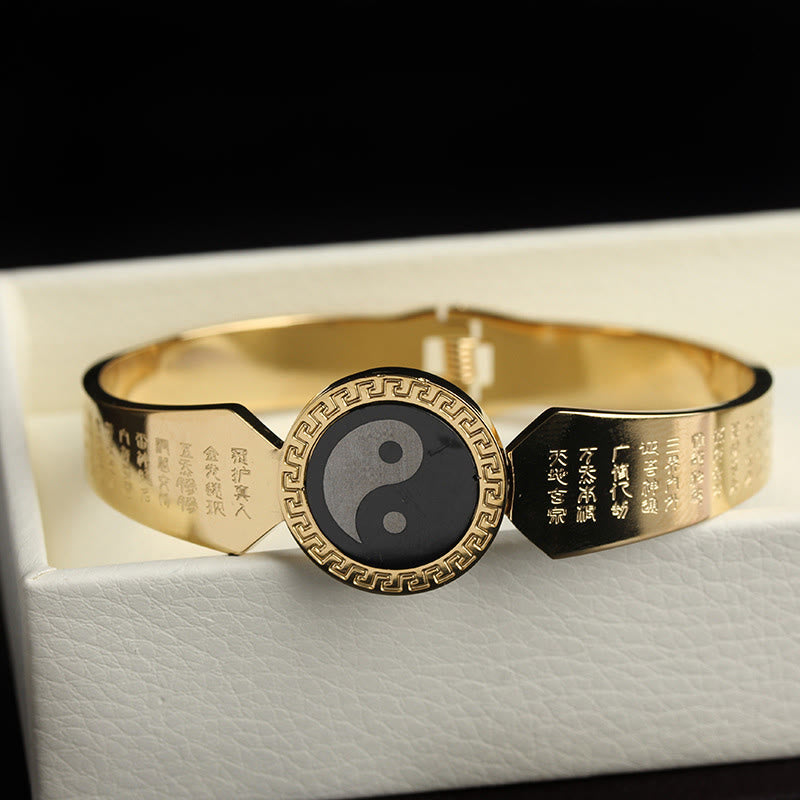 Buddha Stones Yin Yang Lotus Om Mani Padme Hum Mantra Titanium Steel Harmony Bracelet Bangle - image 3