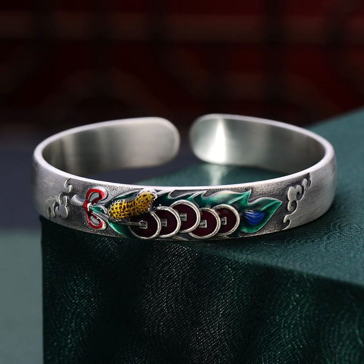 Buddha Stones Feng Shui Five Emperor Coins Peanut Wealth Bracelet Bangle - image 2