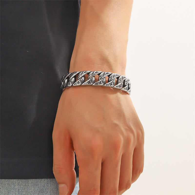 Buddha Stones Tibetan Om Mani Padme Hum Mantra Titanium Steel Peace Cuf Bangle Bracelet - image 9