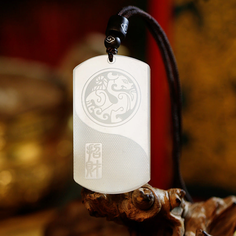 White Jade PiXiu Yin Yang Luck Protection Necklace Pendant - White Jade ( Protection ♥ Happiness) - image 1