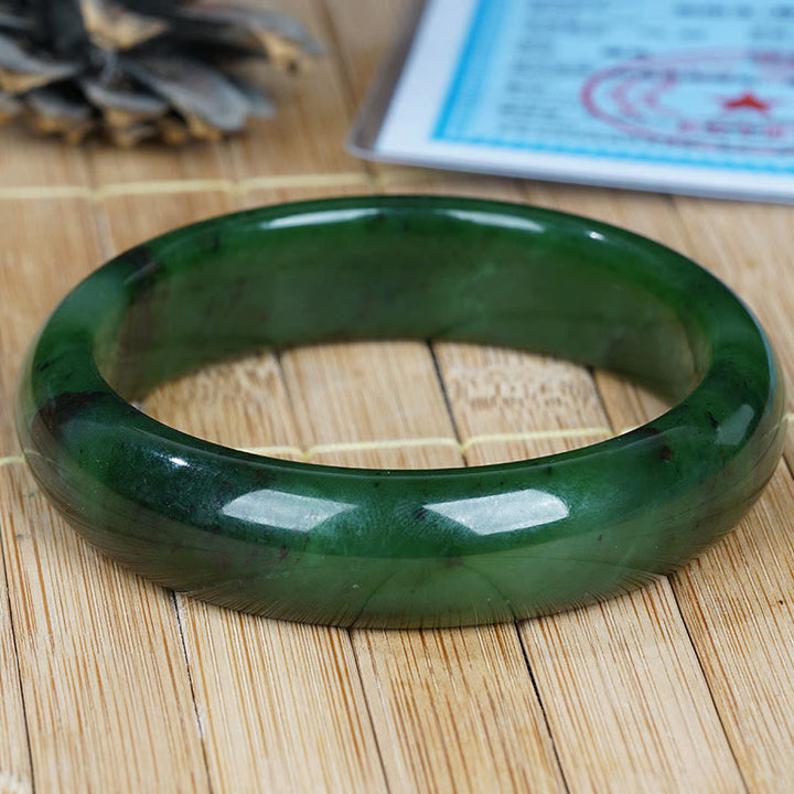Natural Hetian Cyan Jade Happiness Success Bracelet Bangle - 60mm - image 7