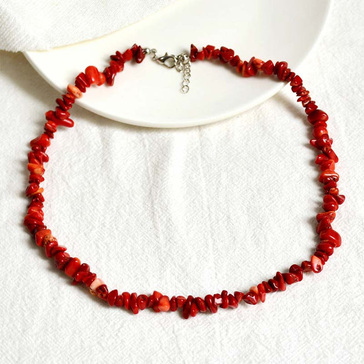 Buddha Stones Natural Crystal Stone Luck Necklace - Red Coral - image 8