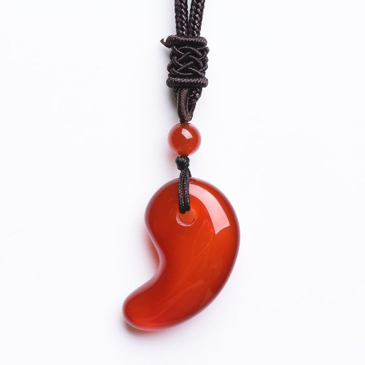 Red Agate Green Agate Moon Pattern Confidence Calm Necklace - image 5