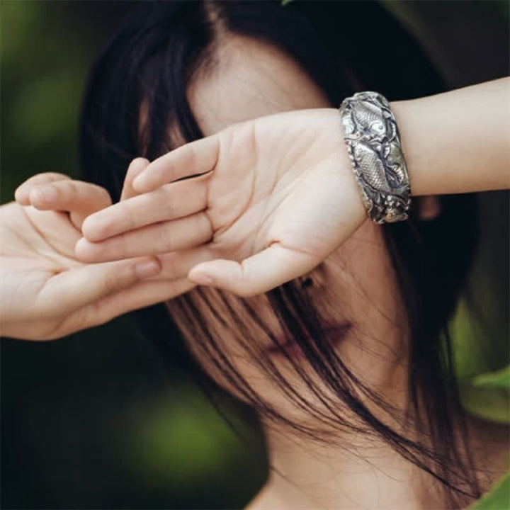 Buddha Stones Koi Fish Lotus Luck Wealth Bracelet Bangle - image 7