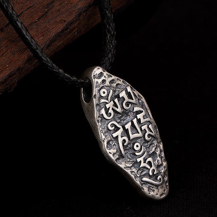 Buddha Stones Tibetan 925 Sterling Silver Om Mani Padme Hum Dorje Vajra Engraved Strength Necklace Pendant - image 11
