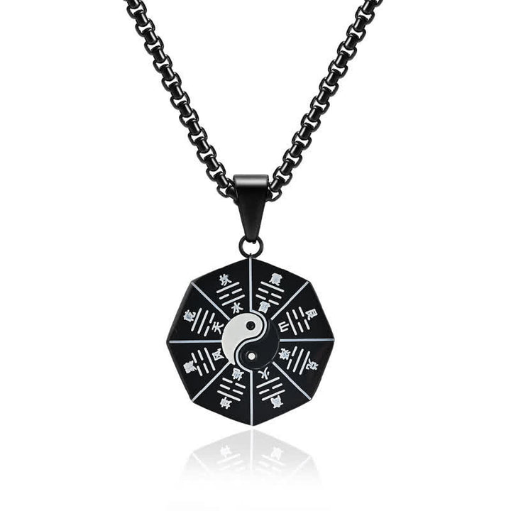 Bagua Yin Yang Titanium Steel Balance Necklace Pendant - Black - image 1