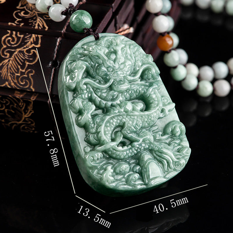Buddha Stones Chinese Zodiac Dragon Jade Prosperity Necklace Bead String Pendant - image 8