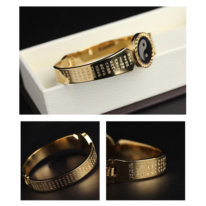 Buddha Stones Yin Yang Lotus Om Mani Padme Hum Mantra Titanium Steel Harmony Bracelet Bangle - image 7