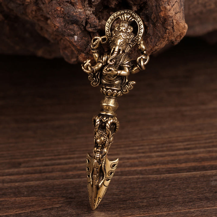 Tibetan Ganesh Ganpati Elephant God of Wealth Dorje Vajra Spiritual Power Necklace Pendant - image 9