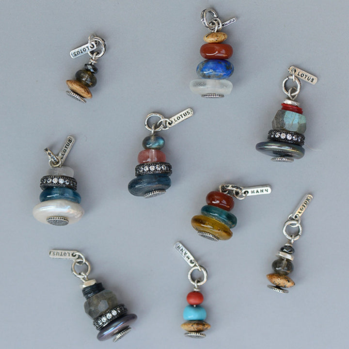 Buddha Stones Zen Cairn Labradorite Various Crystals Calm Pendant Necklace - image 4