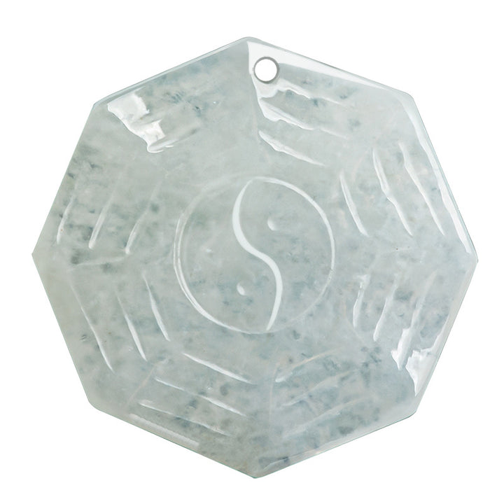 Natural Jade Bagua Yin Yang Luck Necklace Pendant - image 9