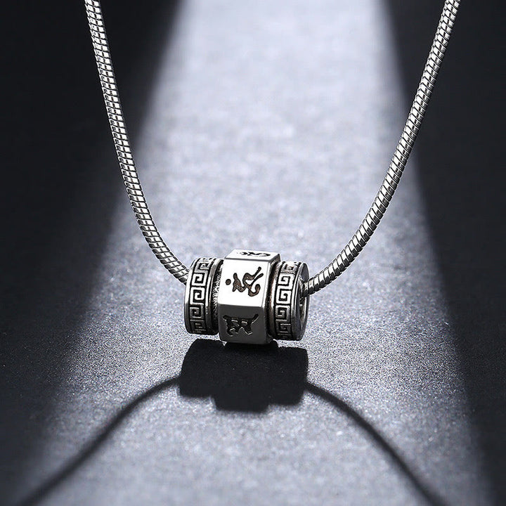 Buddha Stones Tibetan Om Mani Padme Hum Peace Necklace Rotatable Pendant - Om Mani Padme Hum&55cm Chain - image 1