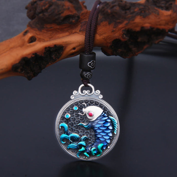 Buddha Stones 999 Sterling Silver Luck Koi Fish Success Prosperity Necklace Pendant - image 5