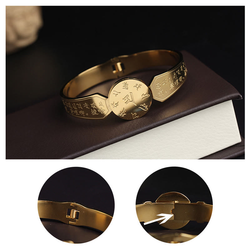 Buddha Stones Yin Yang Lotus Om Mani Padme Hum Mantra Titanium Steel Harmony Bracelet Bangle - image 23