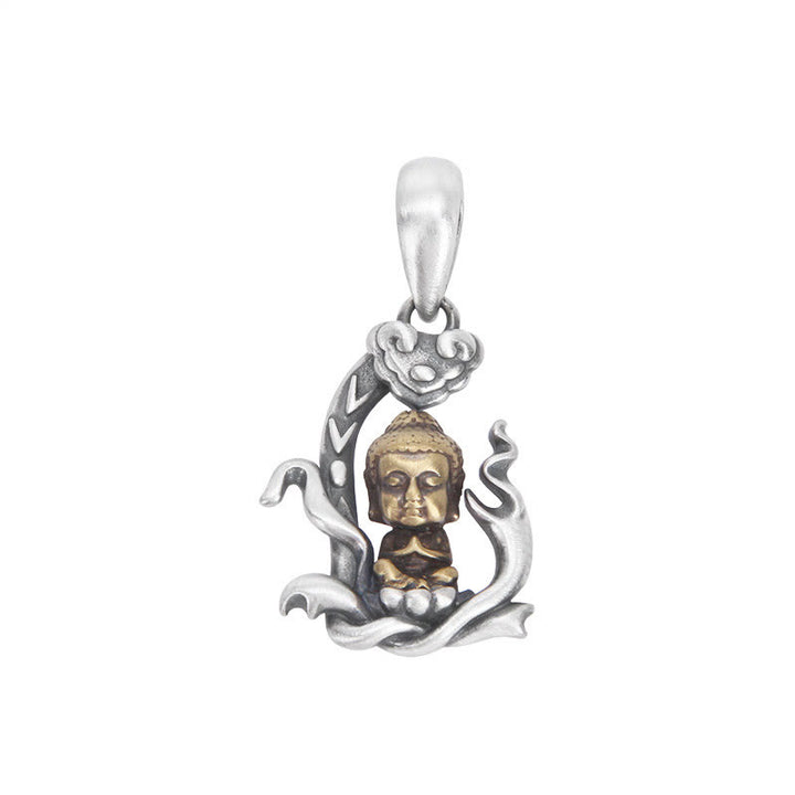 Buddha Stones 925 Sterling Silver Zen Buddha Ruyi Handle Compassion Necklace Pendant - image 6