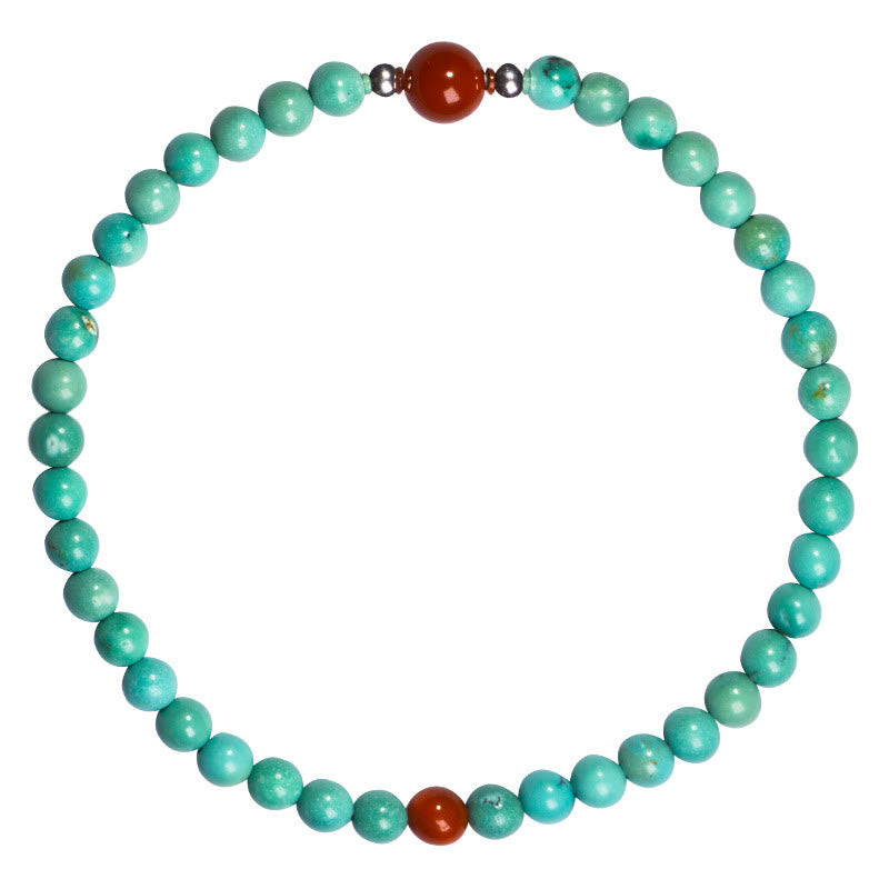 Buddha Stones Turquoise Red Agate Bead Protection Bracelet - image 7