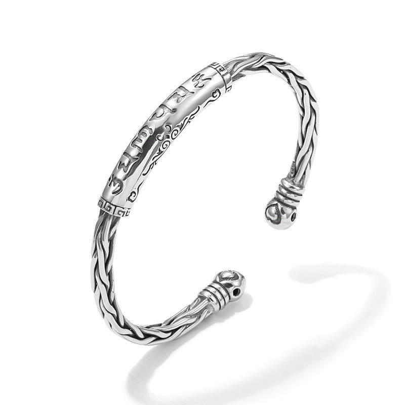 Buddha Stones Tibet Om Mani Padme Hum Engraved Focus Cuff Bracelet Bangle - Om Mani Padme Hum(Love♥Focus)(Wrist Circumference 16-19cm) - image 1