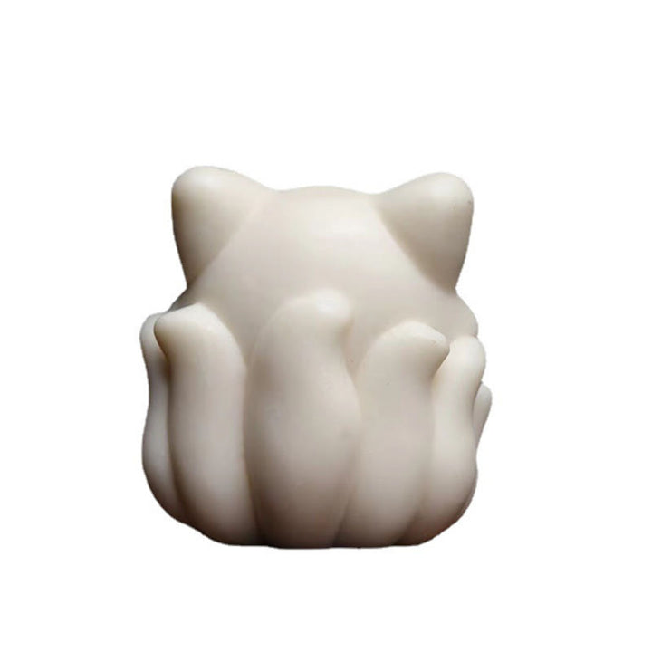 Buddha Stones Mini Nine Tailed Fox Ivory Fruit Sandalwood Green Sandalwood Blessing Decoration