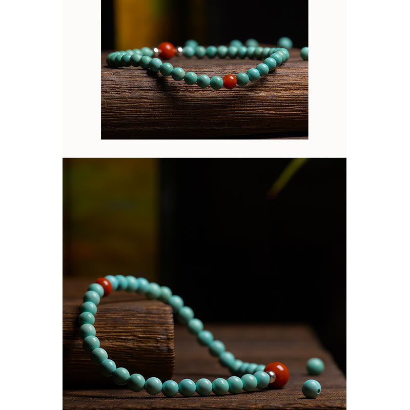 Buddha Stones Turquoise Red Agate Bead Protection Bracelet - image 9