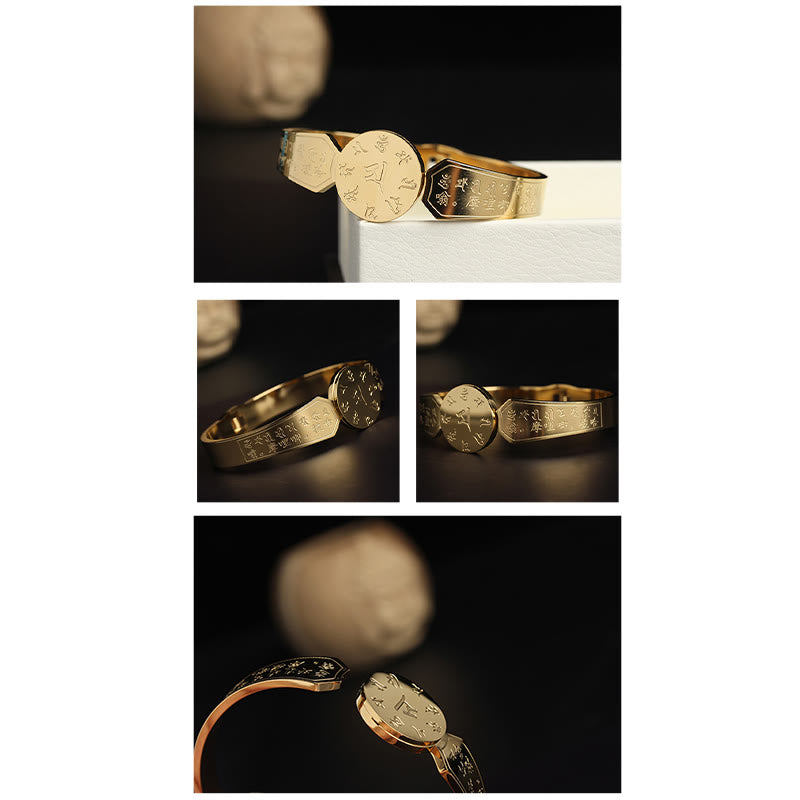 Buddha Stones Yin Yang Lotus Om Mani Padme Hum Mantra Titanium Steel Harmony Bracelet Bangle - image 24