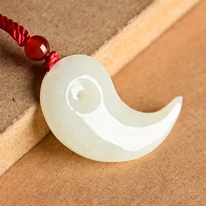 Yin Yang White Jade Cyan Jade Protection Blessing Necklace String Pendant - White Jade - image 7