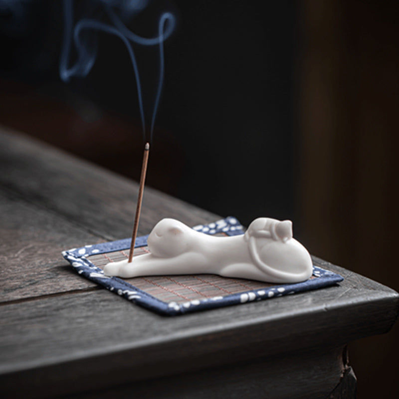 Lovely Cat Panda Ceramic Blessing Incense Burner Decoration - image 16