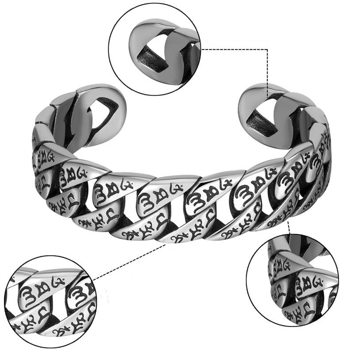 Buddha Stones Tibetan Om Mani Padme Hum Mantra Titanium Steel Peace Cuf Bangle Bracelet - image 7