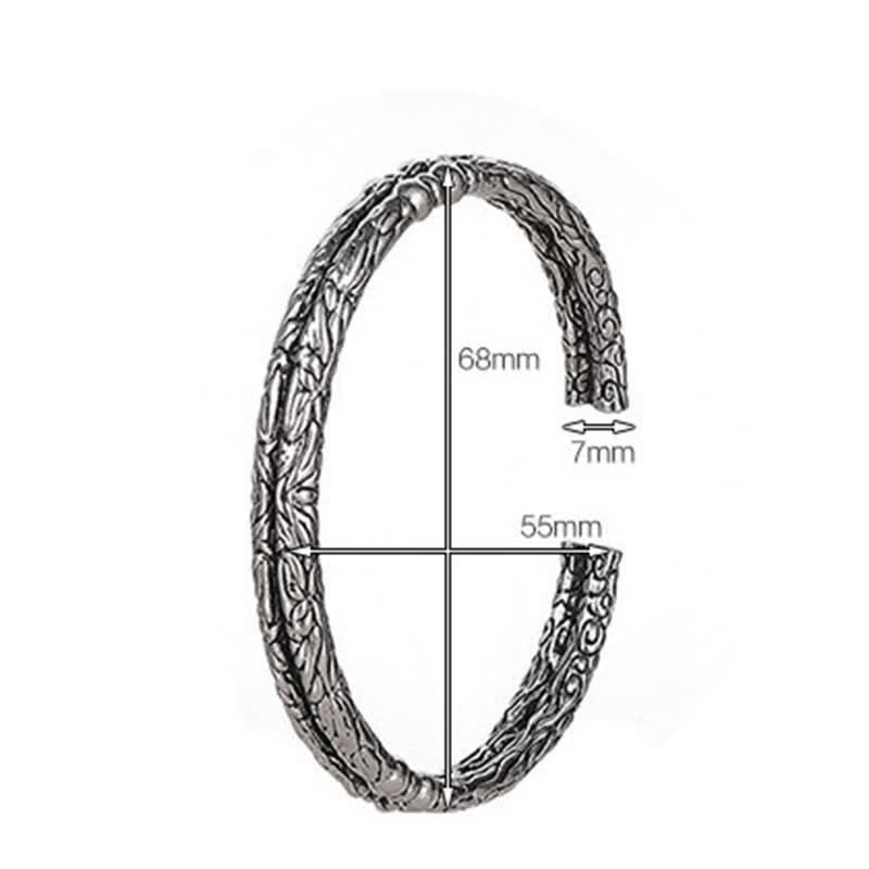 Flower Dragon Pattern Engraved Balance Cuff Bracelet Bangle - image 7