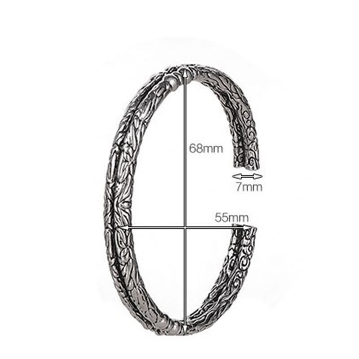 Flower Dragon Pattern Engraved Balance Cuff Bracelet Bangle - image 7