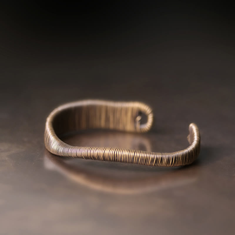 Buddha Stones Simple Design Wrapped Copper Luck Wealth Adjustable Cuff Bracelet - image 2