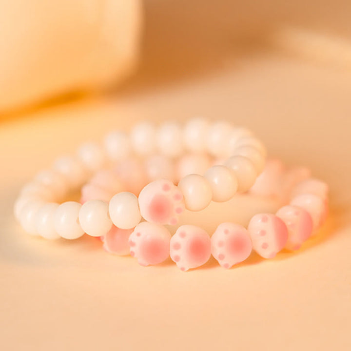 Buddha Stones Natural Bodhi Seed Lovely Paw Lucky Cat Paw Peace Bracelet - image 1