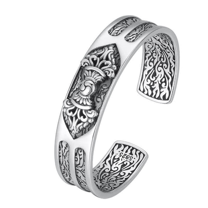 925 Sterling Silver Vajra Dorje Engraved Spiritual Power Bracelet Bangle - image 7