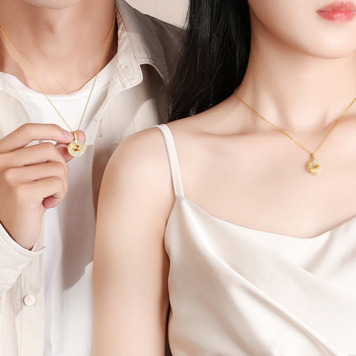 ❗❗❗A Flash Sale- Buddha Stones 925 Sterling Silver Year of the Dragon Hetian Jade Golden Dragon Phoenix Peace Buckle Luck Necklace Pendant - image 7