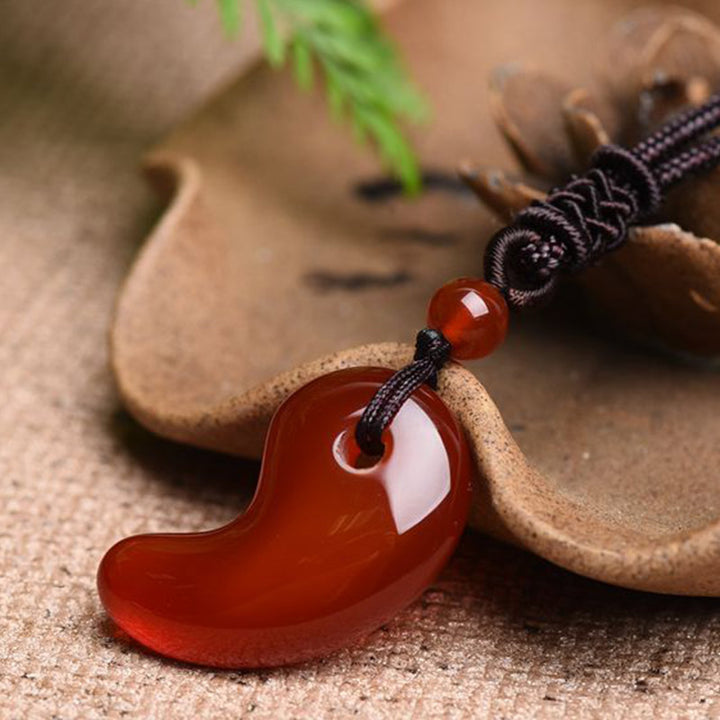 Red Agate Green Agate Moon Pattern Confidence Calm Necklace - image 3