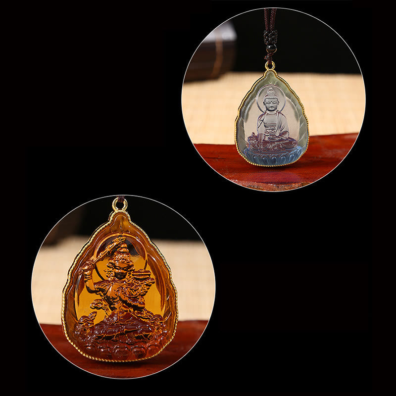 Tibetan Buddha Liuli Crystal Serenity Necklace Pendant - image 10