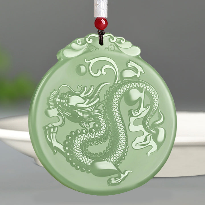 Buddha Stones Chinese Zodiac Dragon Jade Luck Necklace String Pendant - image 4