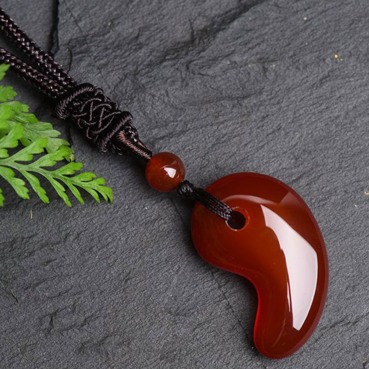 Red Agate Green Agate Moon Pattern Confidence Calm Necklace - image 4