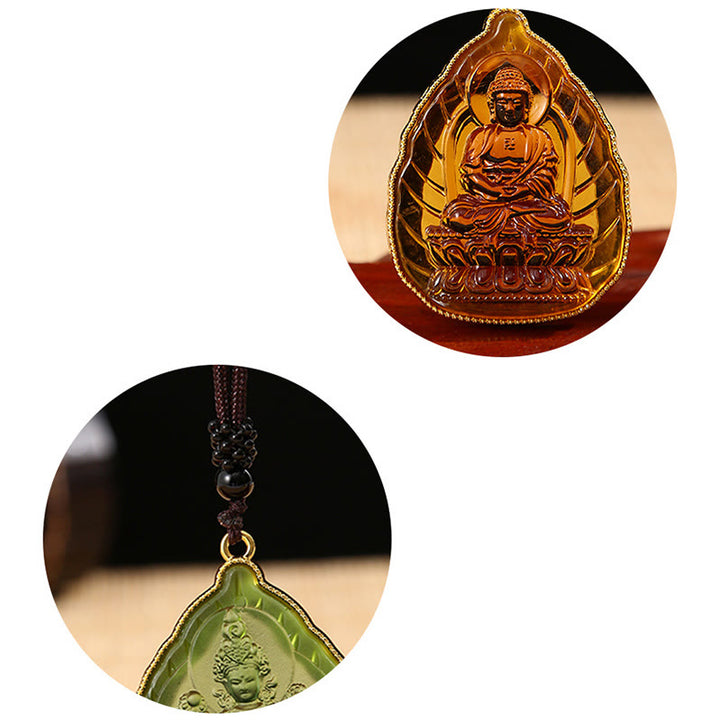 Tibetan Buddha Liuli Crystal Serenity Necklace Pendant - image 6
