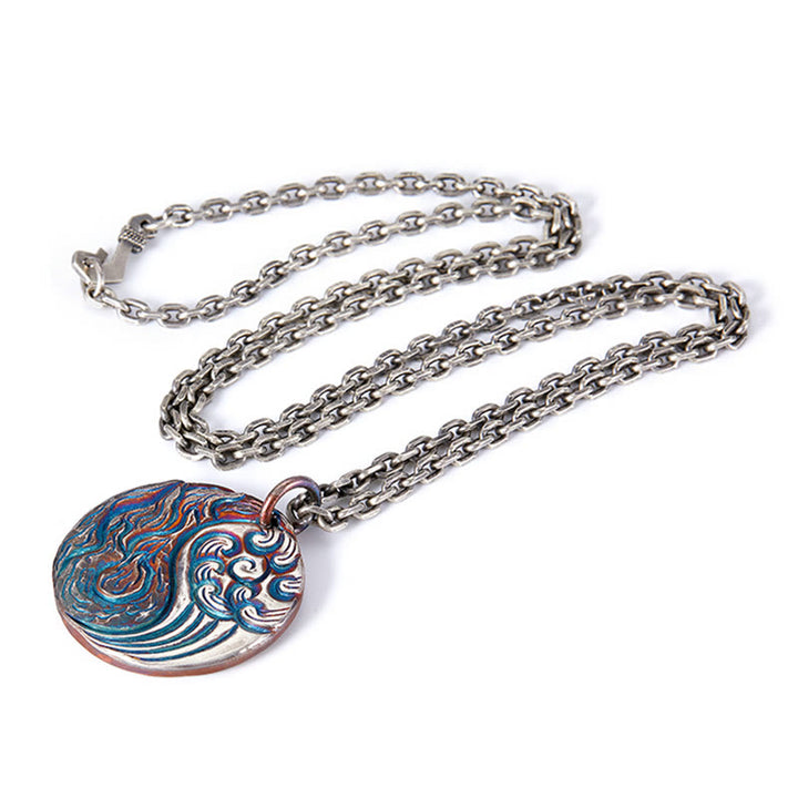 Buddha Stones 990 Sterling Silver Yin Yang Water and Fire Balance Necklace Pendant - image 13
