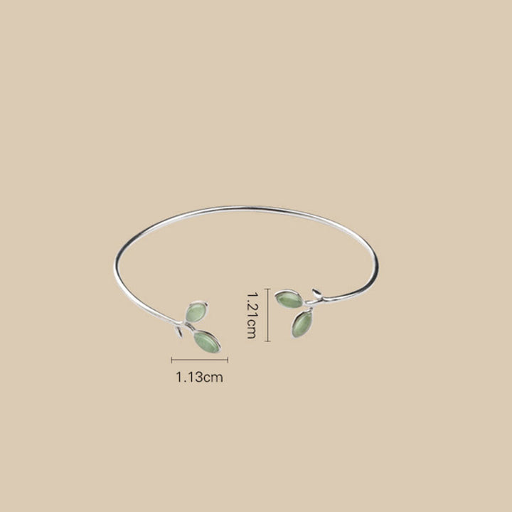 Buddha Stones Leaf Pattern Cat Eye Support Cuff Bracelet Bangle - image 18